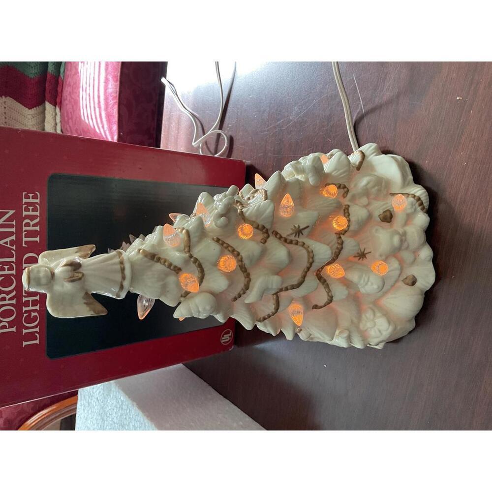 Trimmings Etc vintage Porcelain lighted white Christmas tree - Picture 2 of 7